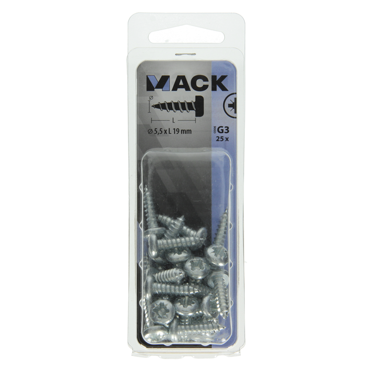 Load image into Gallery viewer, Mack 1018077 - zelftappende schroef cylkop verz. 25 st 5,5 x 19 mm | 5 stuks