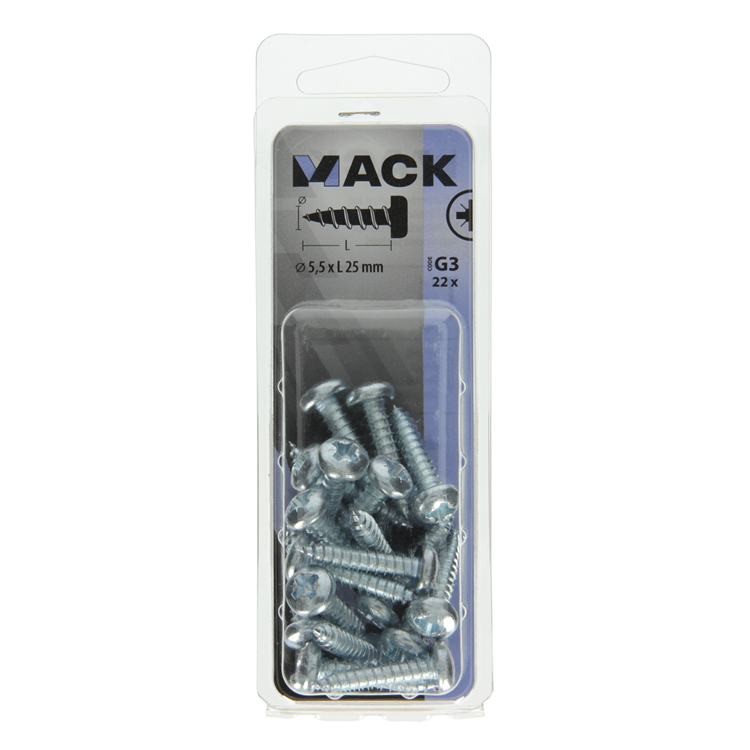 Load image into Gallery viewer, Mack 1018078 - zelftappende schroef cylkop verz. 22 st 5,5 x 25 mm | 5 stuks
