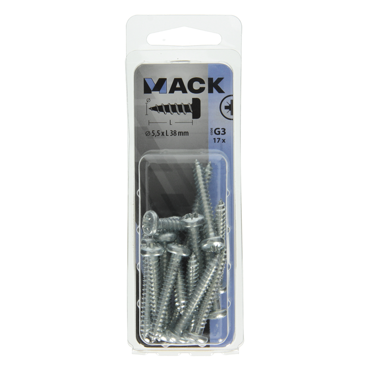 Load image into Gallery viewer, Mack 1018079 - zelftappende schroef cylkop verz. 17 st 5,5 x 38 mm | 5 stuks