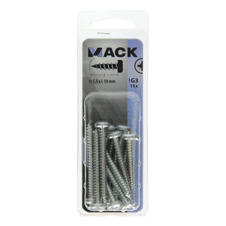 Load image into Gallery viewer, Mack 1018080 - zelftappende schroef cylkop verz. 13 st 5,5 x 50 mm | 5 stuks