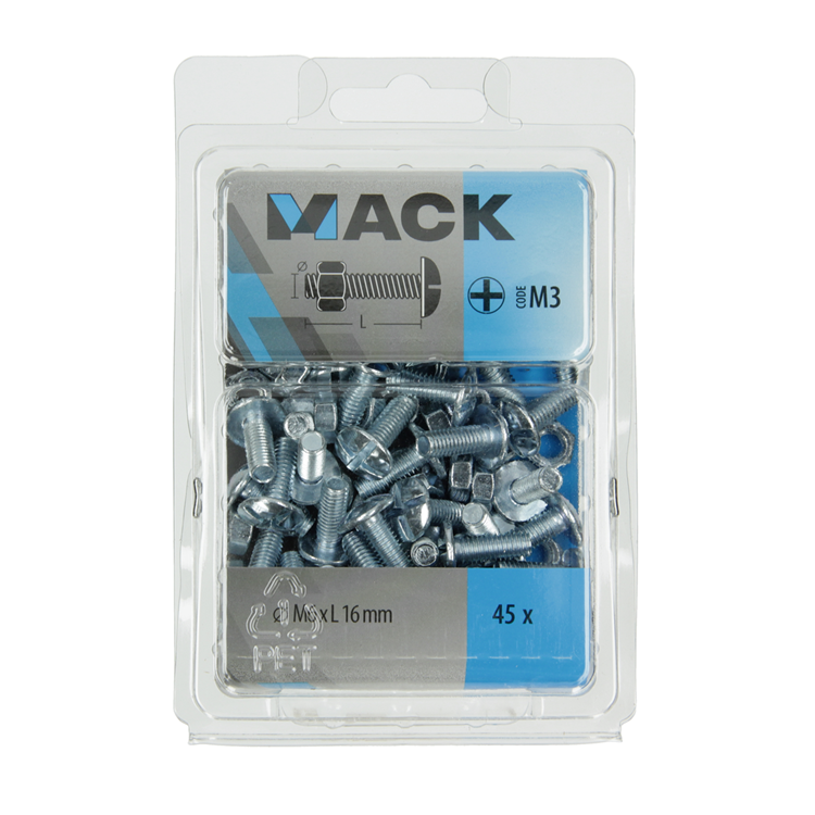 Load image into Gallery viewer, Mack 1018099 - kachelbout + moer staal verzinkt 45 st m6 x 16 mm | 5 stuks