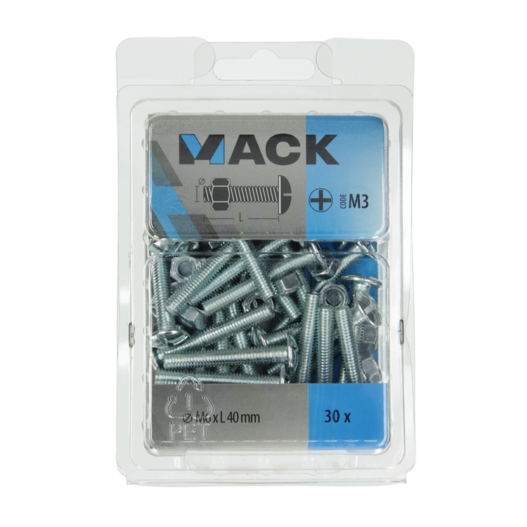Load image into Gallery viewer, Mack 1018102 - kachelbout + moer staal verzinkt 30 st m6 x 40 mm | 5 stuks