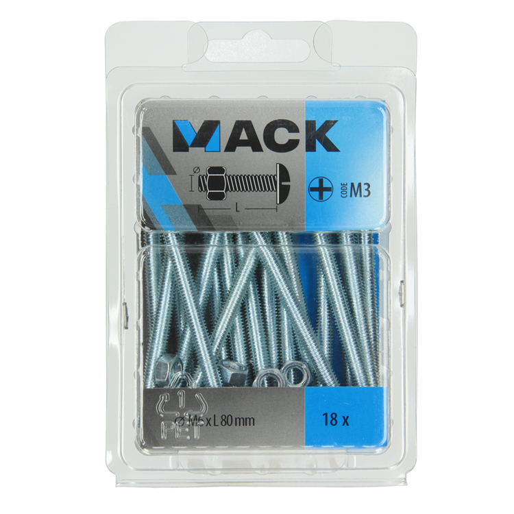 Load image into Gallery viewer, Mack 1018105 - kachelbout + moer staal verzinkt 18 st m6 x 80 mm | 5 stuks