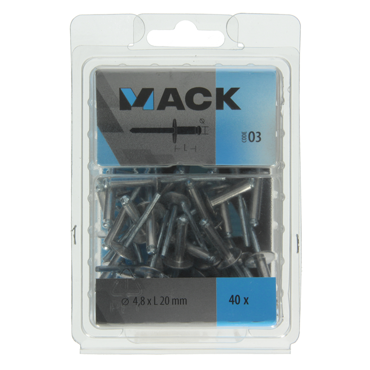 Load image into Gallery viewer, Mack 1020320 - 40 blindnieten alu brede kop 4,8x20mm | 3 stuks