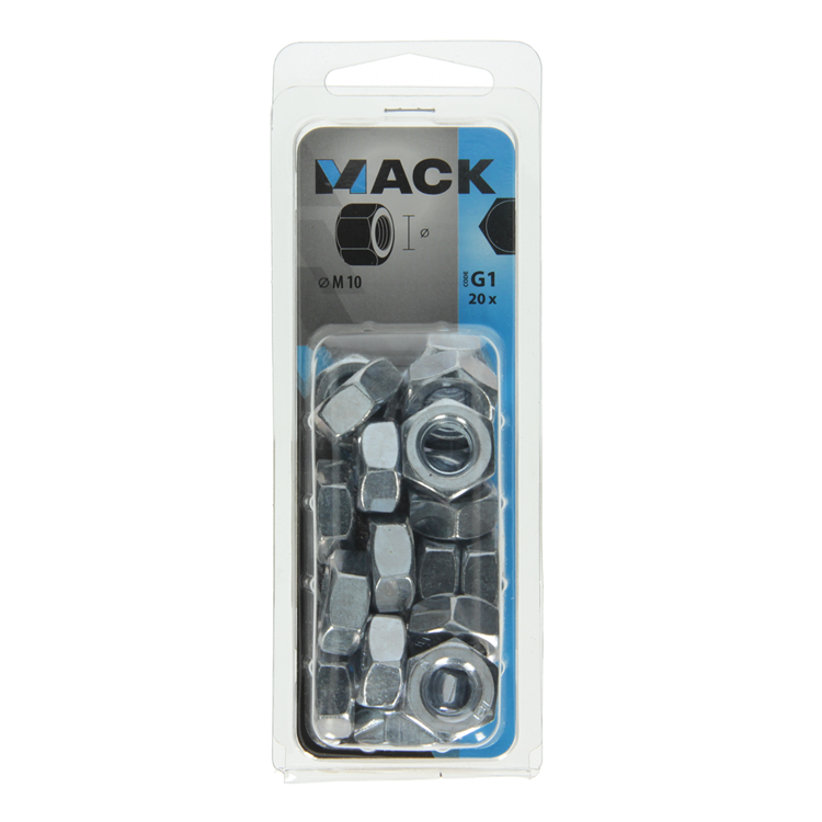 Load image into Gallery viewer, Mack 1018112 - zeskant moer staal verzinkt 20 st m 10 | 5 stuks
