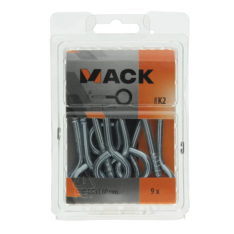 Afbeelding laden in galerijviewer, Mack 1018139 - schroefoog staal verzinkt 9 st 6,0 x 60 mm | 5 stuks
