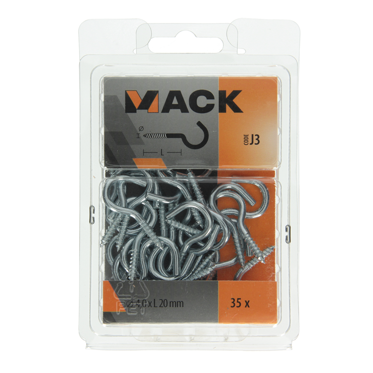 Load image into Gallery viewer, Mack 1018140 - schroefhaak staal verzinkt 35 st 4,0 x 20 mm | 5 stuks