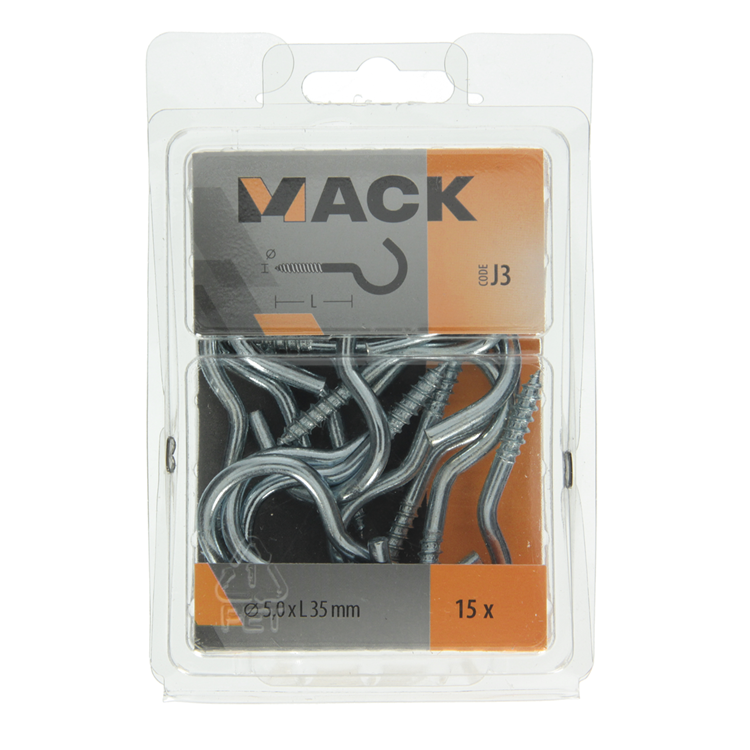 Load image into Gallery viewer, Mack 1018141 - schroefhaak staal verzinkt 15 st 5,0 x 35 mm | 5 stuks