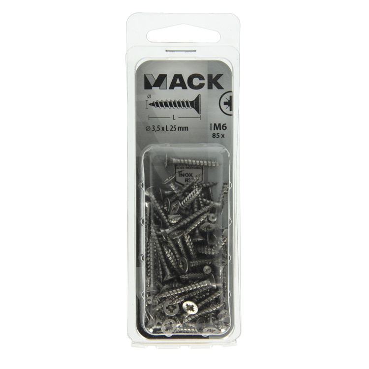 Load image into Gallery viewer, Mack 1019983 - spaanplaatschroef vz kop rvs 85 st 3,5 x 25 mm | 5 stuks