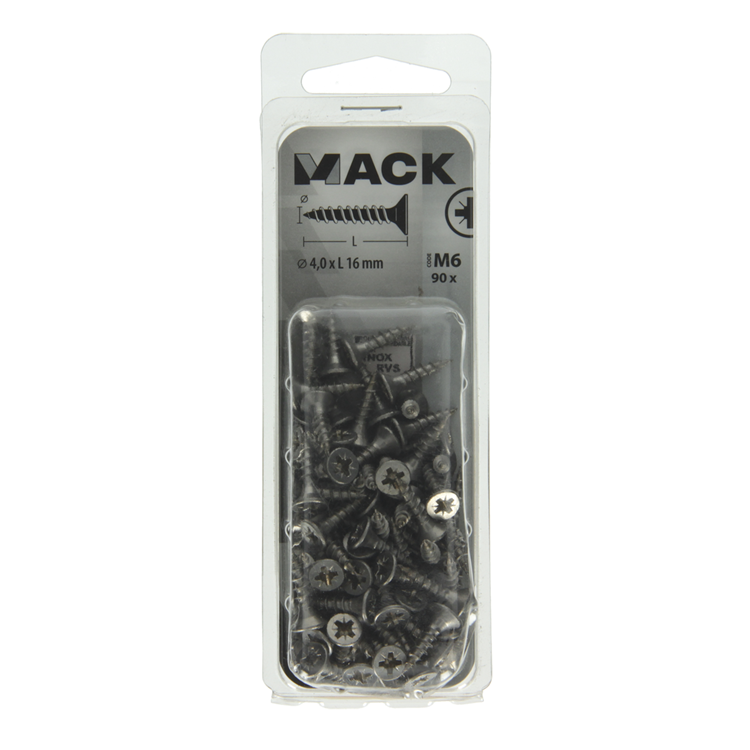 Load image into Gallery viewer, Mack 1019985 - spaanplaatschroef vz kop rvs 90 st 4,0 x 16 mm | 5 stuks