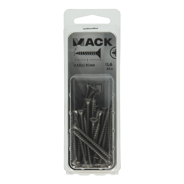 Load image into Gallery viewer, Mack 1019991 - spaanplaatschroef vz kop rvs 35 st 4,0 x 45 mm | 5 stuks