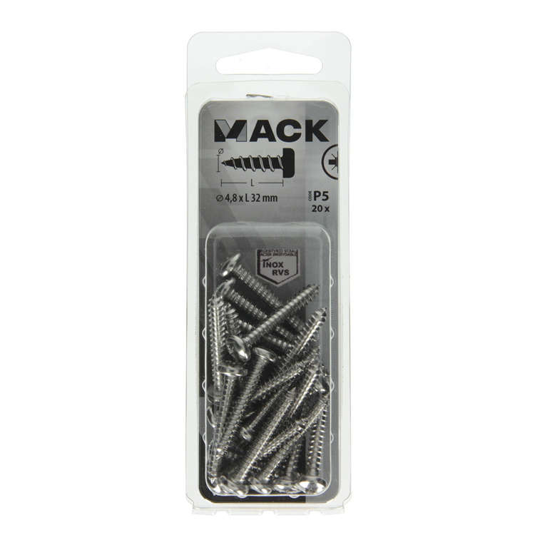 Load image into Gallery viewer, Mack 1020016 - zelftappende schroef cyl.kop a2 20 st 4,8 x 32 mm | 5 stuks