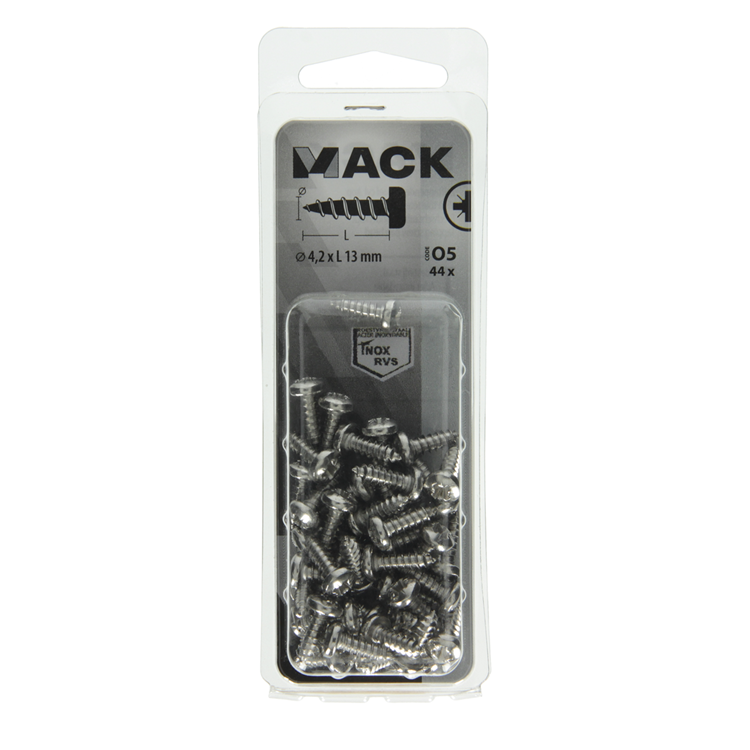 Load image into Gallery viewer, Mack 1020017 - zelftappende schroef cyl.kop a2 44 st 4,2 x 13 mm | 5 stuks