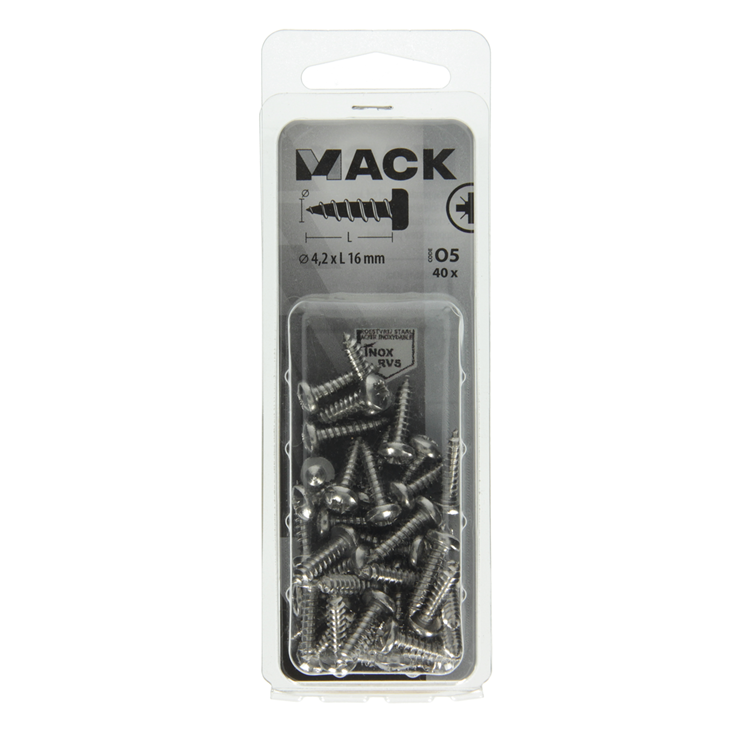 Load image into Gallery viewer, Mack 1020018 - zelftappende schroef cyl.kop a2 40 st 4,2 x 16 mm | 5 stuks