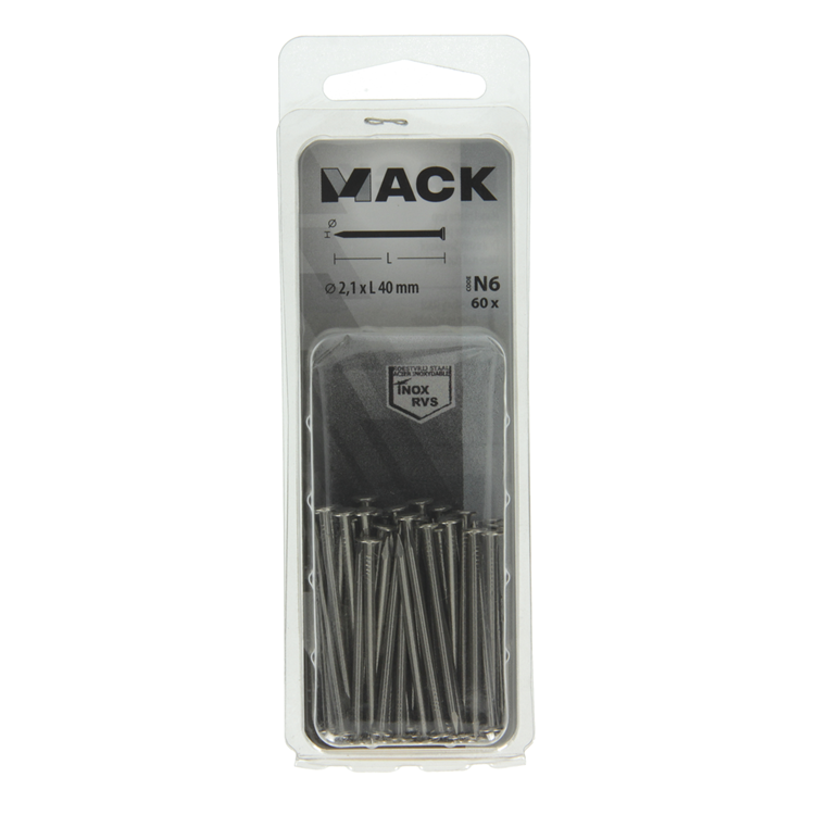 Load image into Gallery viewer, Mack 1020023 - nagel platte kop inox a2 60 st 2,1 x 40 mm | 5 stuks