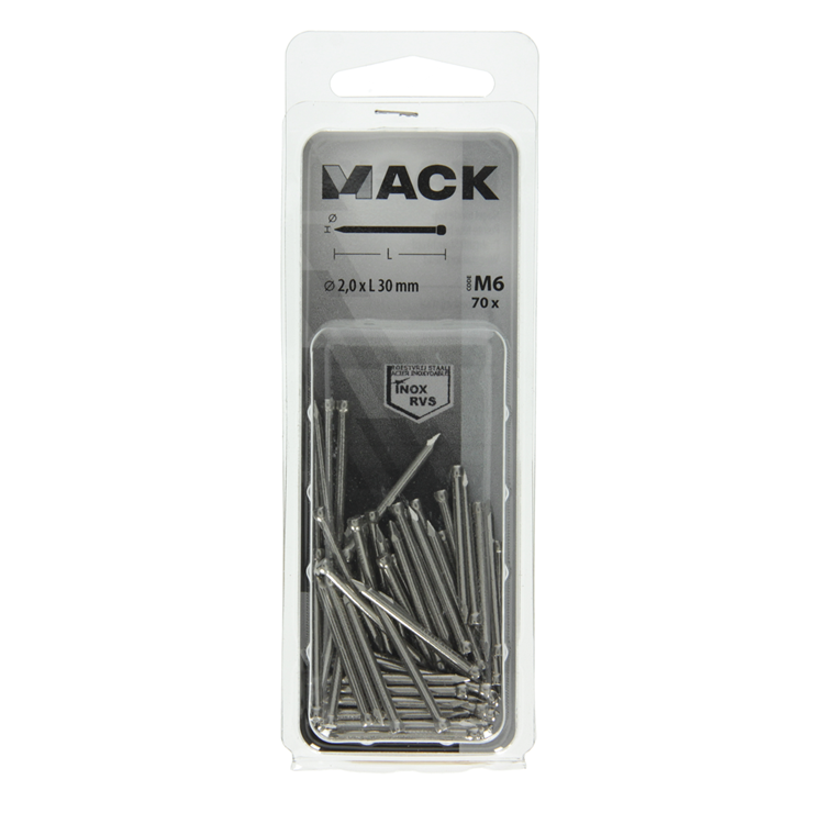 Load image into Gallery viewer, Mack 1020026 - nagel ronde kop inox a2 70 st 2,0 x 30 mm | 5 stuks