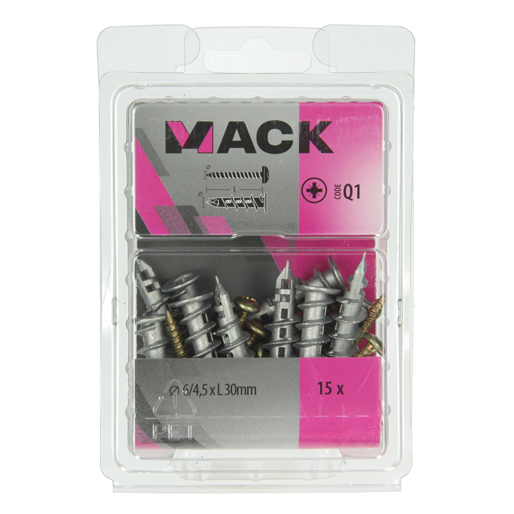 Load image into Gallery viewer, Mack 1018161 - boorplug vr gipskartplt + schr. zamac 15st 6 x 38 mm | 5 stuks
