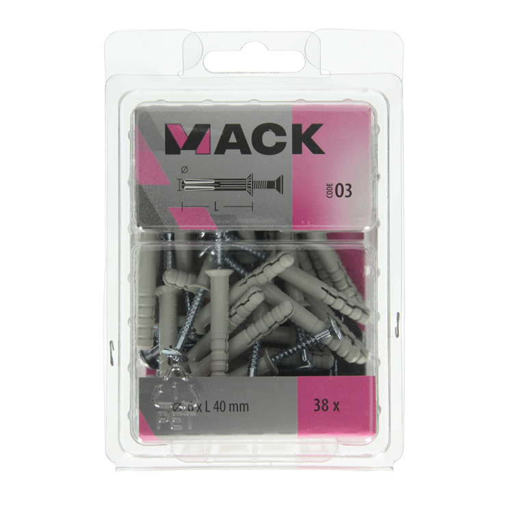 Afbeelding laden in galerijviewer, Mack 1018164 - nylon nagelplug polyamide 38 st 6 x 40 mm | 3 stuks