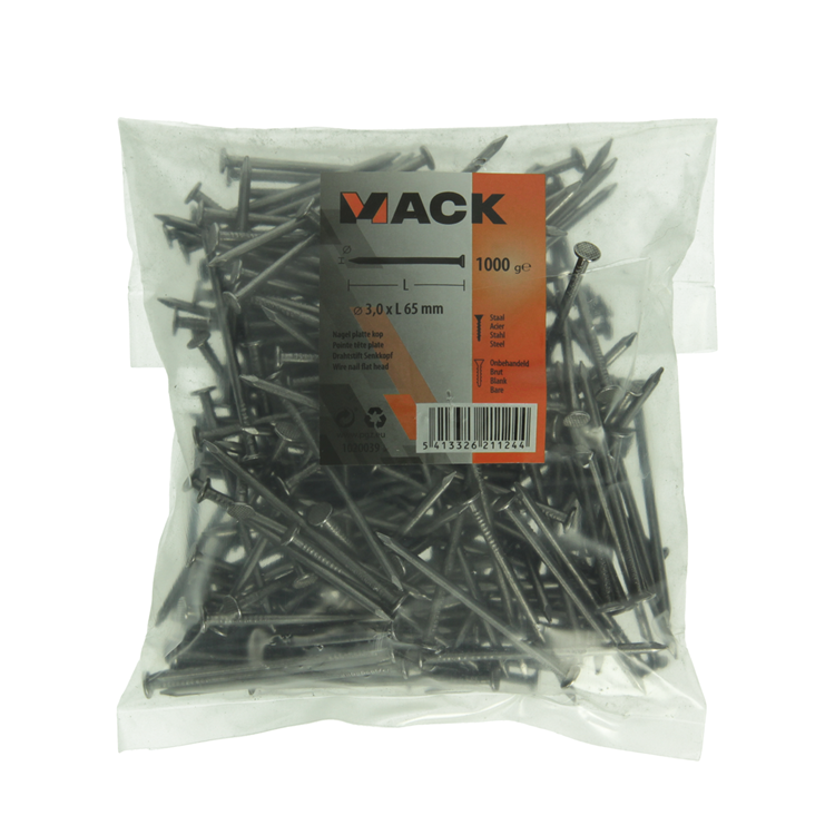 Load image into Gallery viewer, Mack 1020039 - nagel platte kop 1000 gr 3,0 x 65 mm | 10 stuks