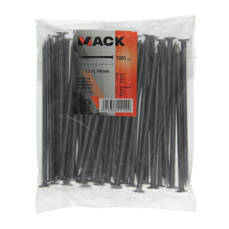 Load image into Gallery viewer, Mack 1020044 - nagel platte kop 1000 gr 5,5 x 140 mm | 10 stuks
