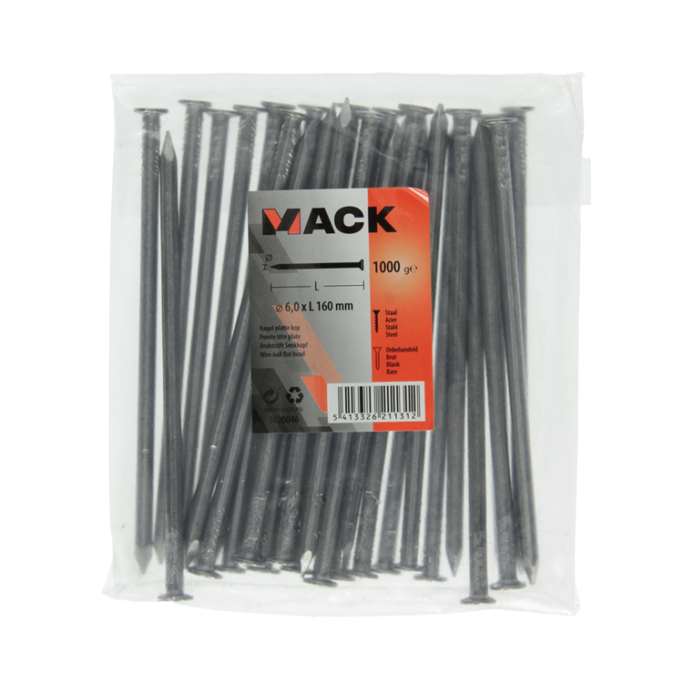 Load image into Gallery viewer, Mack 1020046 - nagel platte kop 1000 gr 6,0 x 160 mm | 10 stuks