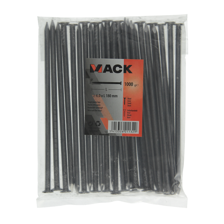 Load image into Gallery viewer, Mack 1020047 - nagel platte kop 1000 gr 6,0 x 180 mm | 10 stuks