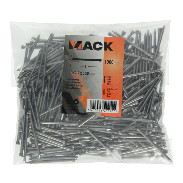 Load image into Gallery viewer, Mack 1020054 - nagel ronde kop 1000 gr 2,7 x 50 mm | 10 stuks