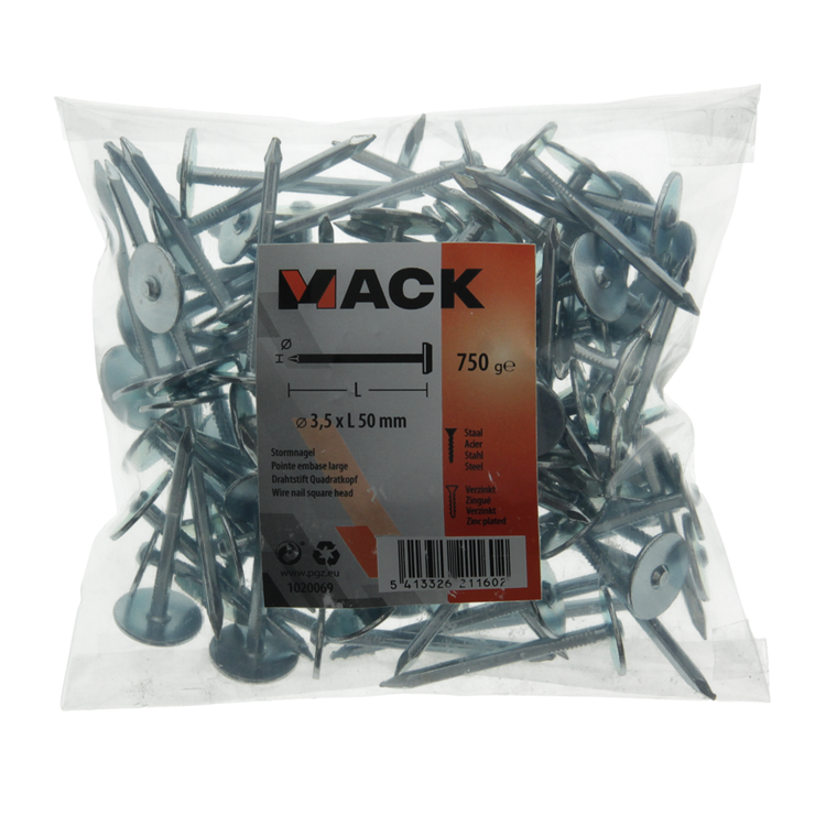 Load image into Gallery viewer, Mack 1020069 - bouwplaatnagel verzinkt 750gr 3,5 x 50 mm | 5 stuks