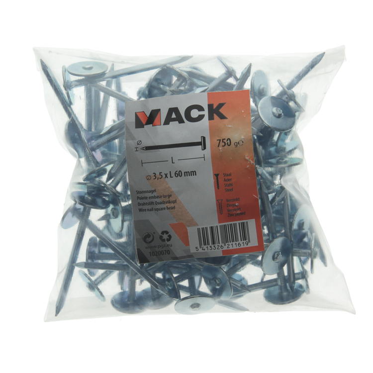 Load image into Gallery viewer, Mack 1020070 - bouwplaatnagel verzinkt 750gr 3,5 x 60 mm | 5 stuks