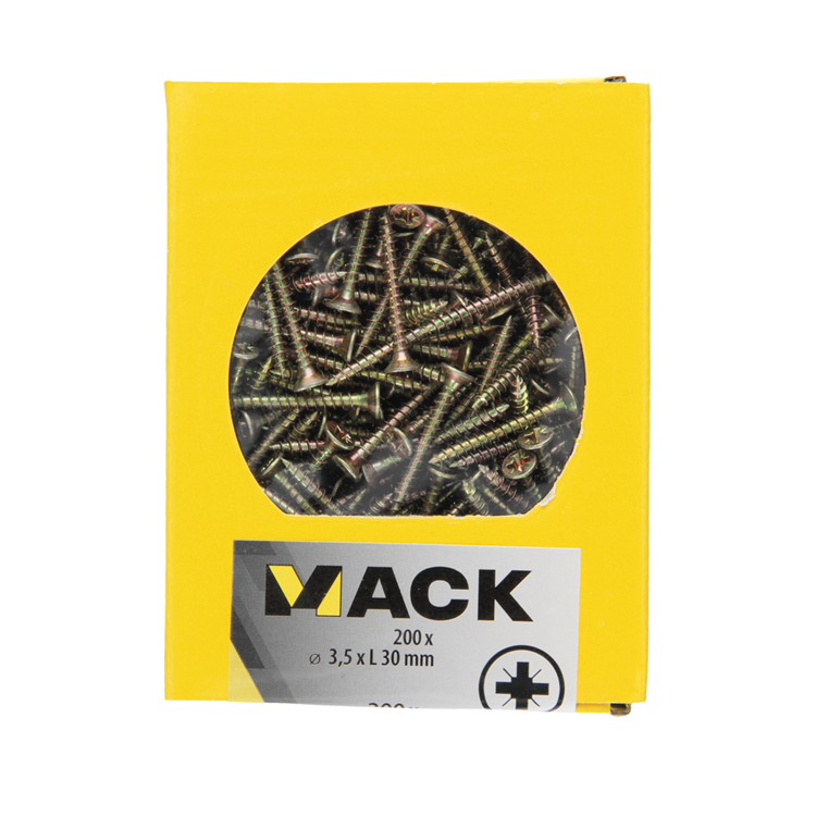 Load image into Gallery viewer, Mack 1020084 - spaanplaatschroef vz kop geelvz 200 st 3,5 x 30 mm | 5 stuks
