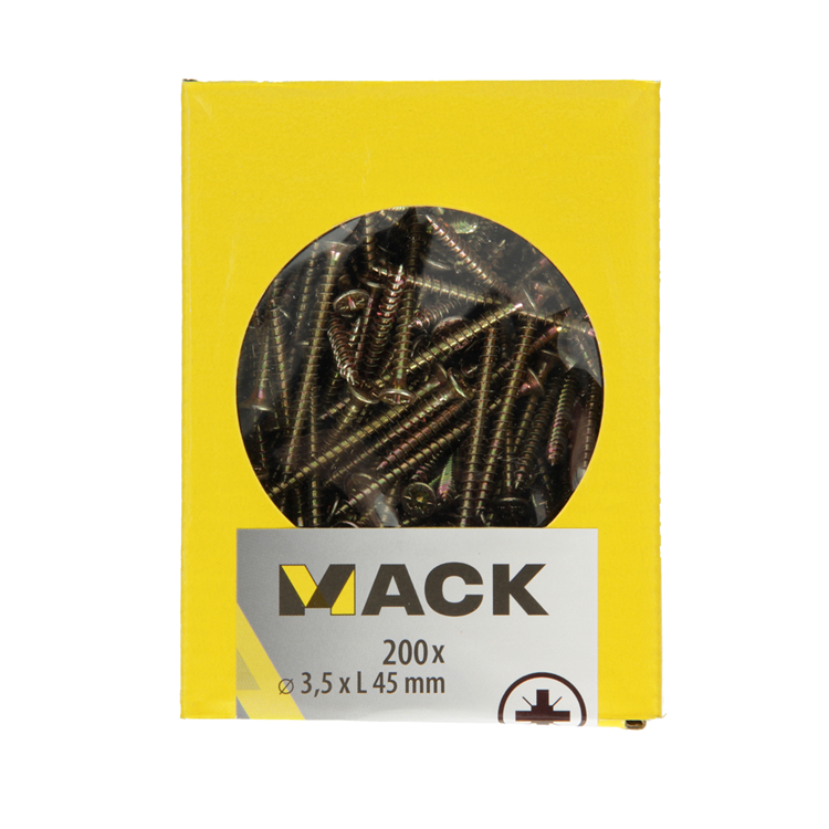 Load image into Gallery viewer, Mack 1020087 - spaanplaatschroef vz kop geelvz 200 st 3,5 x 45 mm | 5 stuks