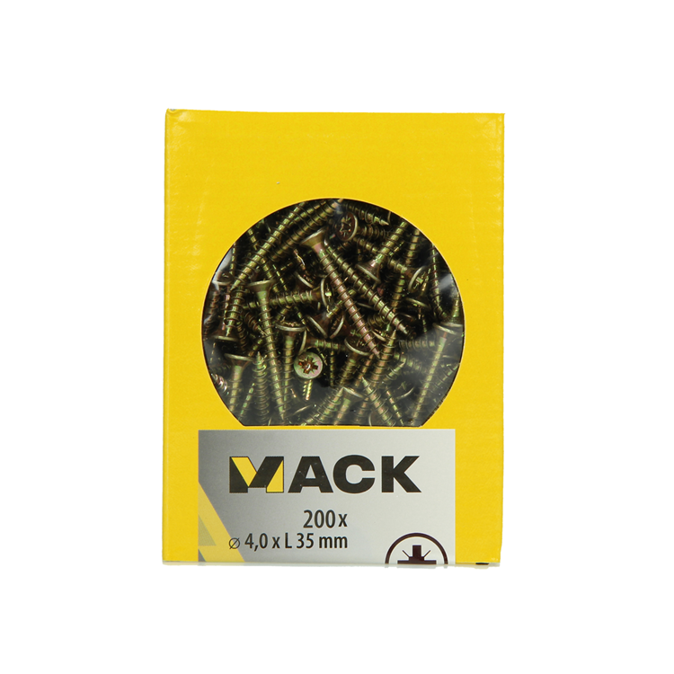 Load image into Gallery viewer, Mack 1020093 - spaanplaatschroef vz kop geelvz 200 st 4,0 x 35 mm | 5 stuks