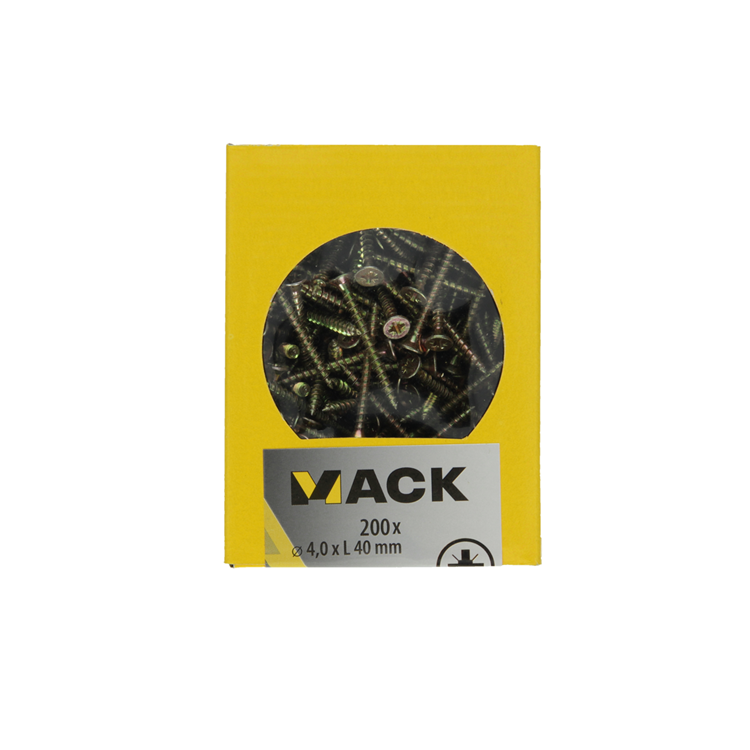 Load image into Gallery viewer, Mack 1020094 - spaanplaatschroef vz kop geelvz 200 st 4,0 x 40 mm | 5 stuks