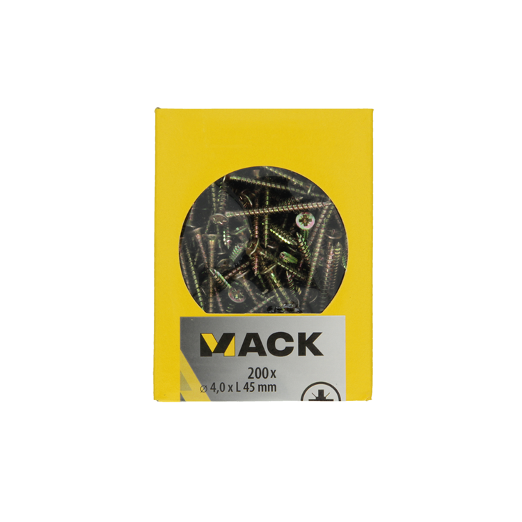Load image into Gallery viewer, Mack 1020095 - spaanplaatschroef vz kop geel vz 200 st 4,0 x 45 mm | 5 stuks