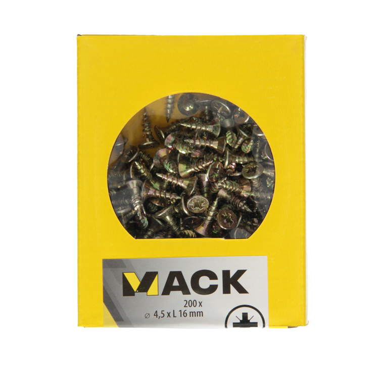 Load image into Gallery viewer, Mack 1020099 - spaanplaatschroef vz kop geel vz 200 st 4,5 x 16 mm | 5 stuks
