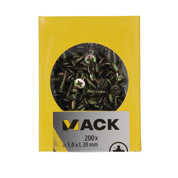 Load image into Gallery viewer, Mack 1020109 - spaanplaatschroef vz kop geel vz 200 st 5,0 x 20 mm | 5 stuks