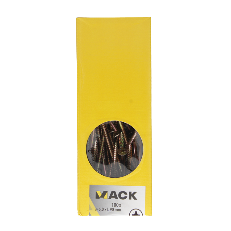 Afbeelding laden in galerijviewer, Mack 1020126 - spaanplaatschroef vz kop geel vz 100 st 6,0 x 90 mm | 1 stuks
