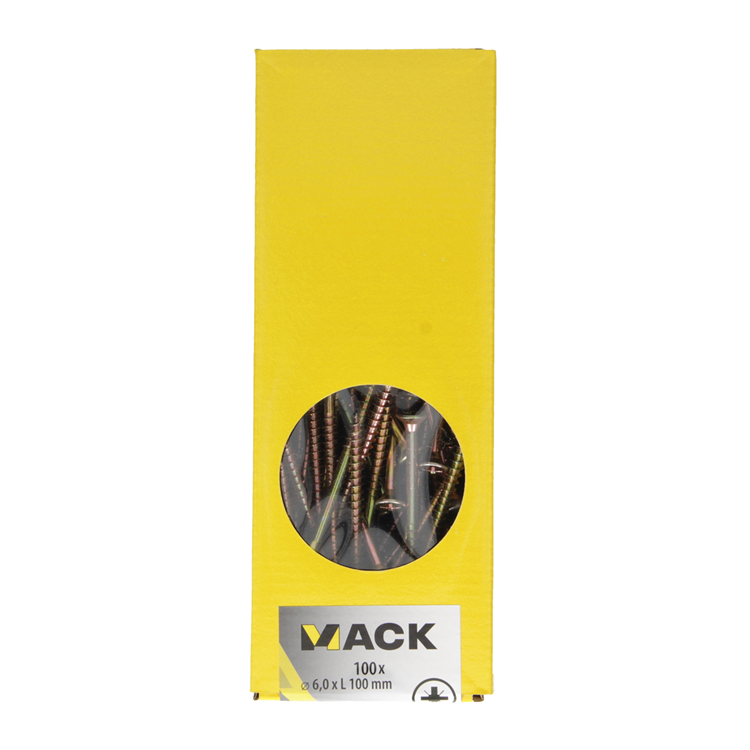 Load image into Gallery viewer, Mack 1020127 - spaanplaatschroef vz kop geelvz 100 st 6,0 x 100 mm | 2 stuks