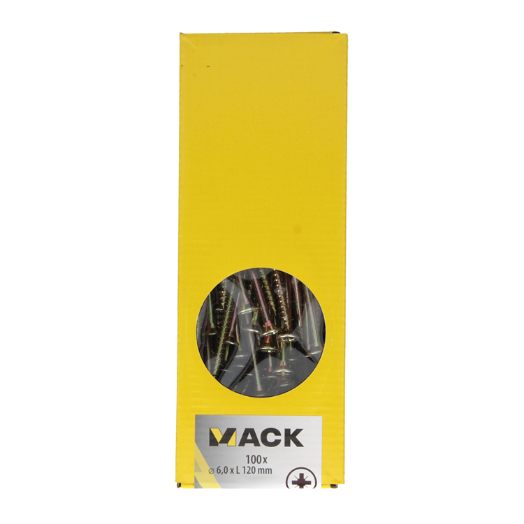 Load image into Gallery viewer, Mack 1020128 - spaanplaatschroef vz kop geelz 100 st 6,0 x 120 mm | 2 stuks