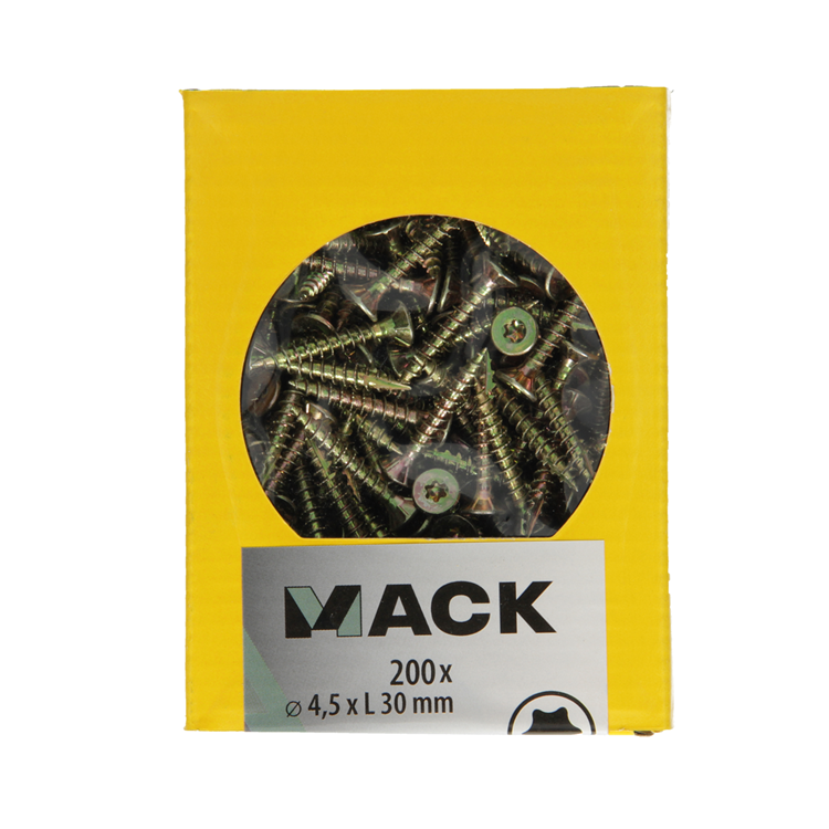 Load image into Gallery viewer, Mack 1020143 - spaanplaatschroef vz kp-zelfb.gvz 200st 4,5 x 30 mm | 5 stuks