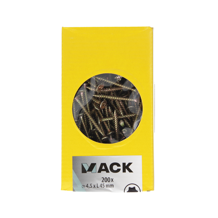 Load image into Gallery viewer, Mack 1020146 - spaanplaatschroef vz kp-zelfb.gvz 200st 4,5 x 45 mm | 3 stuks