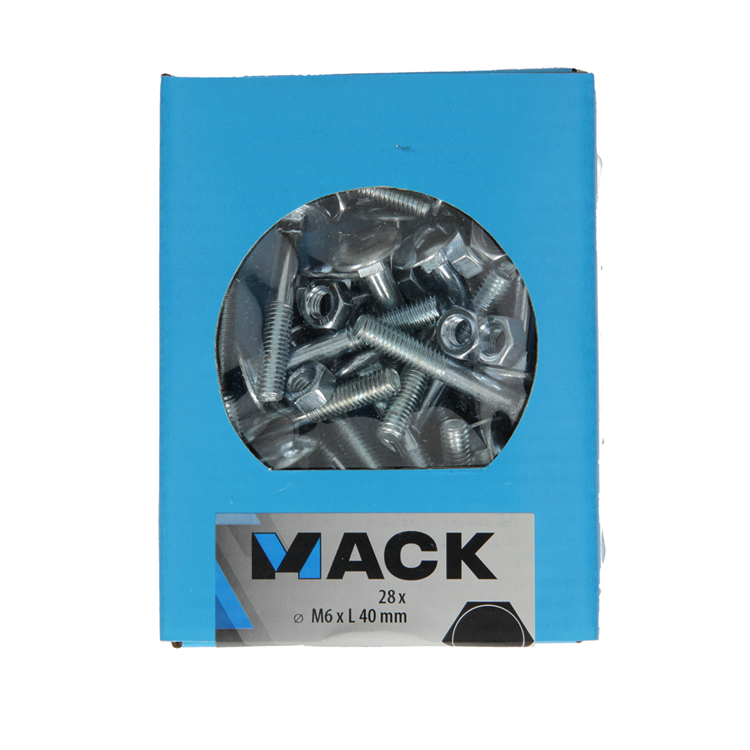 Load image into Gallery viewer, Mack 1020198 - houtbout + moer verzinkt 28 stm6 x 40 mm | 5 stuks