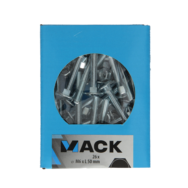 Load image into Gallery viewer, Mack 1020199 - houtbout + moer verzinkt 26 stm6 x 50 mm | 5 stuks