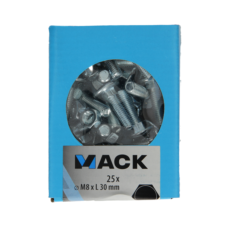 Load image into Gallery viewer, Mack 1020204 - houtbout + moer verzinkt 25 stm8 x 30 mm | 5 stuks