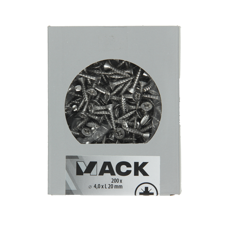 Load image into Gallery viewer, Mack 1020231 - spaanplaatschroef vz kop inox a2 200 st 4,0 x 20 mm | 2 stuks