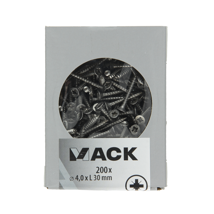 Load image into Gallery viewer, Mack 1020233 - spaanplaatschroef vz kop inox a2 200 st 4,0 x 30 mm | 2 stuks