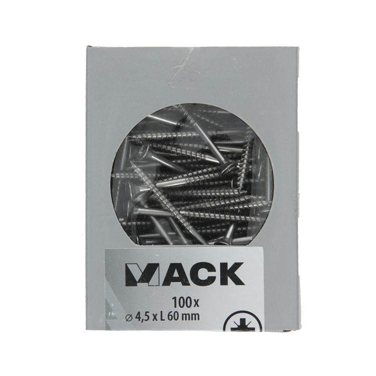 Load image into Gallery viewer, Mack 1020243 - spaanplaatschroef vz kop inox a2 100 st 4,5 x 60 mm | 2 stuks