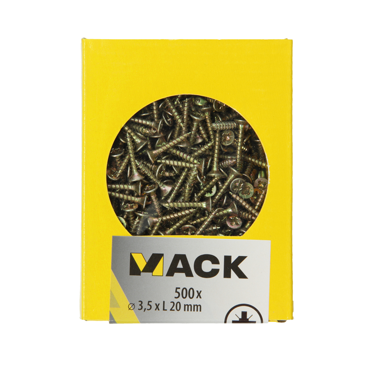 Load image into Gallery viewer, Mack 1020253 - spaanplaatschroef vz kop gvz 500 st 3,5 x 20 mm | 5 stuks