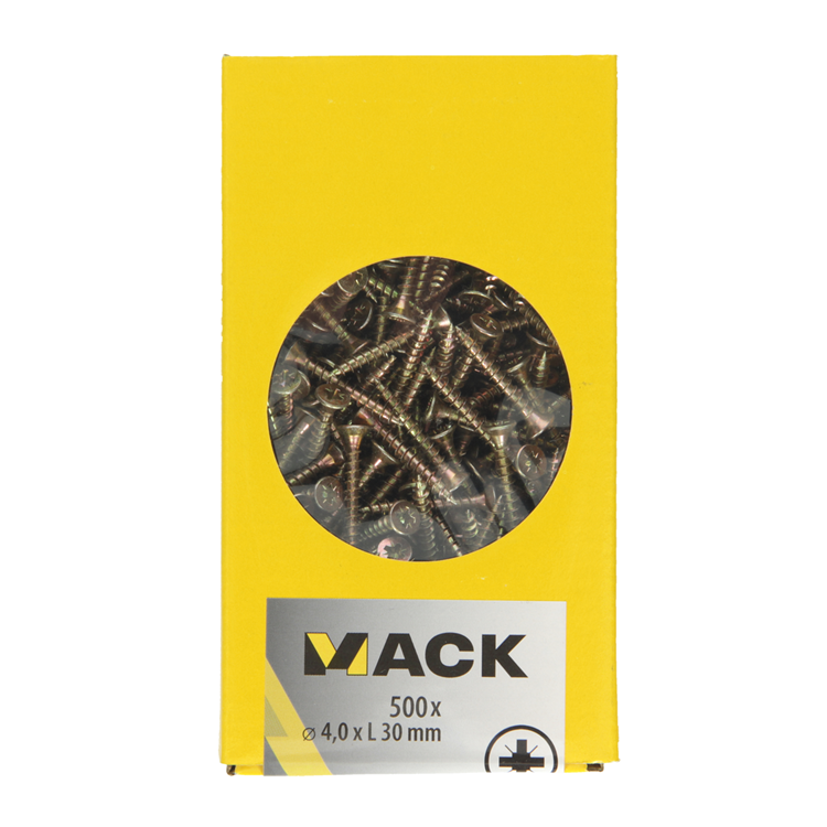 Load image into Gallery viewer, Mack 1020260 - spaanplaatschroef vz kop gvz 500 st 4,0 x 30 mm | 3 stuks