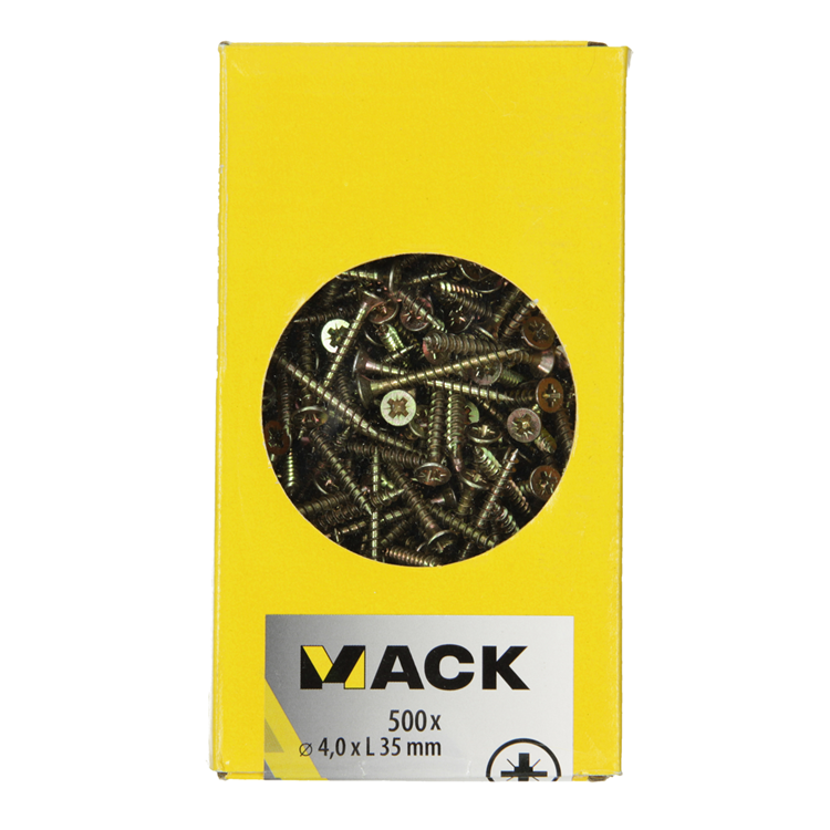 Load image into Gallery viewer, Mack 1020261 - spaanplaatschroef vz kop gvz 500 st 4,0 x 35 mm | 2 stuks